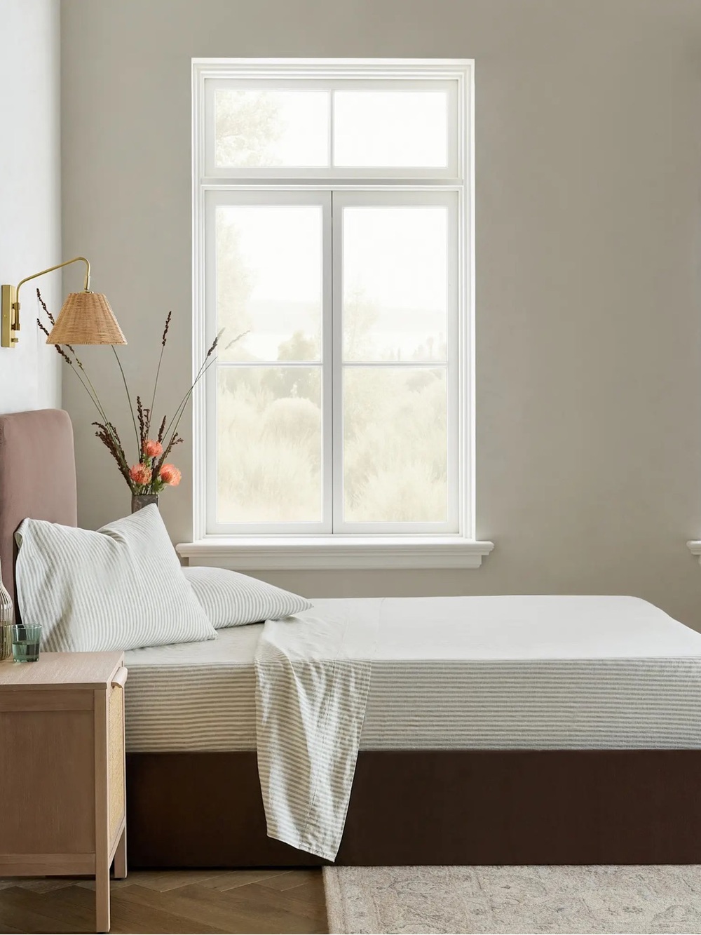 New Quince European Linen Sheet Set Twin - Willowleaf White Stripe MSRP $144